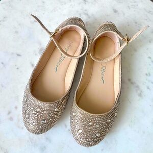 Betsey Johnson Girl's Ace Ballet Flat - Light Gold - Size 13
